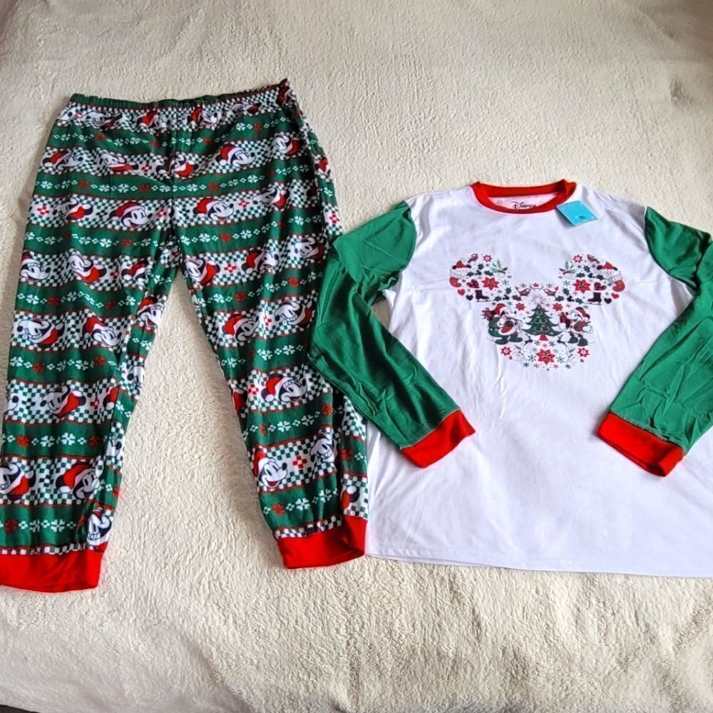 New men's original Disney vintage Mickey mouse Christmas pajama set size XL